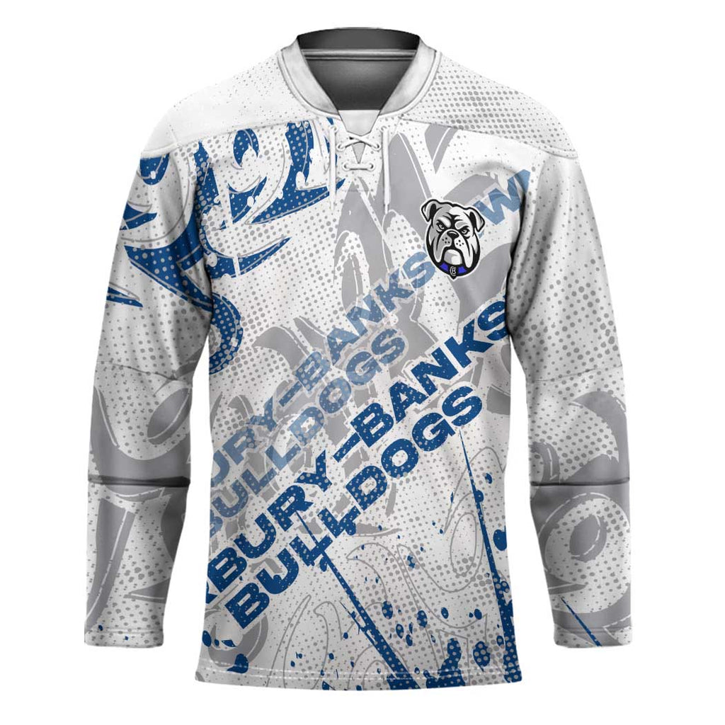 Personalized Canterbury-Bankstown Bulldogs Rugby Hockey Jersey Urban Street Graffiti Style - Distressed Splatter Elements