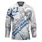 Personalized Canterbury-Bankstown Bulldogs Rugby Hockey Jersey Urban Street Graffiti Style - Distressed Splatter Elements