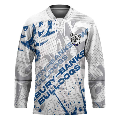 Personalized Canterbury-Bankstown Bulldogs Rugby Hockey Jersey Urban Street Graffiti Style - Distressed Splatter Elements