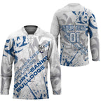 Personalized Canterbury-Bankstown Bulldogs Rugby Hockey Jersey Urban Street Graffiti Style - Distressed Splatter Elements