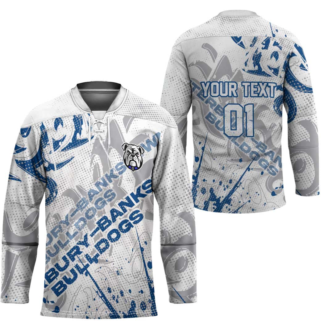 Personalized Canterbury-Bankstown Bulldogs Rugby Hockey Jersey Urban Street Graffiti Style - Distressed Splatter Elements