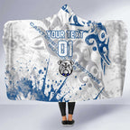 Personalized Canterbury-Bankstown Bulldogs Rugby Hooded Blanket Urban Street Graffiti Style - Distressed Splatter Elements