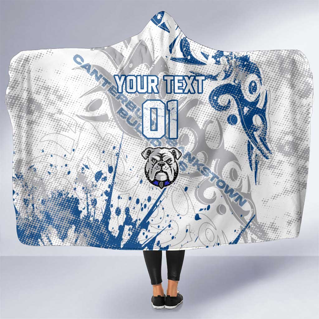 Personalized Canterbury-Bankstown Bulldogs Rugby Hooded Blanket Urban Street Graffiti Style - Distressed Splatter Elements