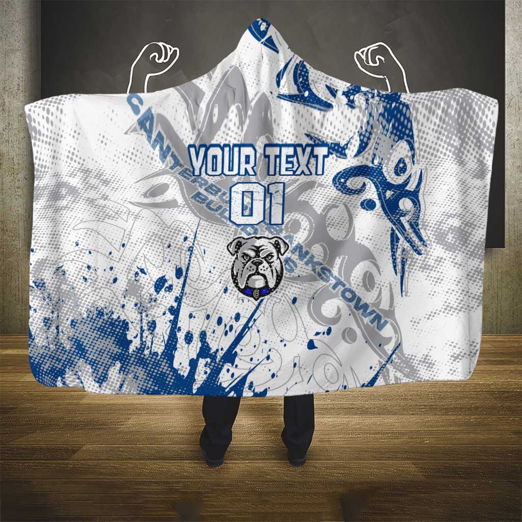 Personalized Canterbury-Bankstown Bulldogs Rugby Hooded Blanket Urban Street Graffiti Style - Distressed Splatter Elements