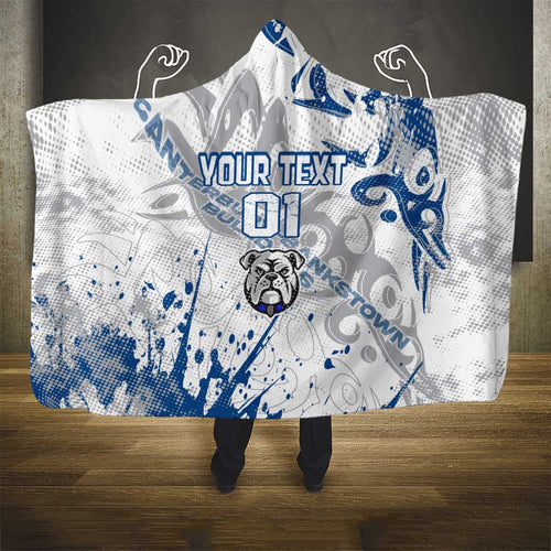 Personalized Canterbury-Bankstown Bulldogs Rugby Hooded Blanket Urban Street Graffiti Style - Distressed Splatter Elements