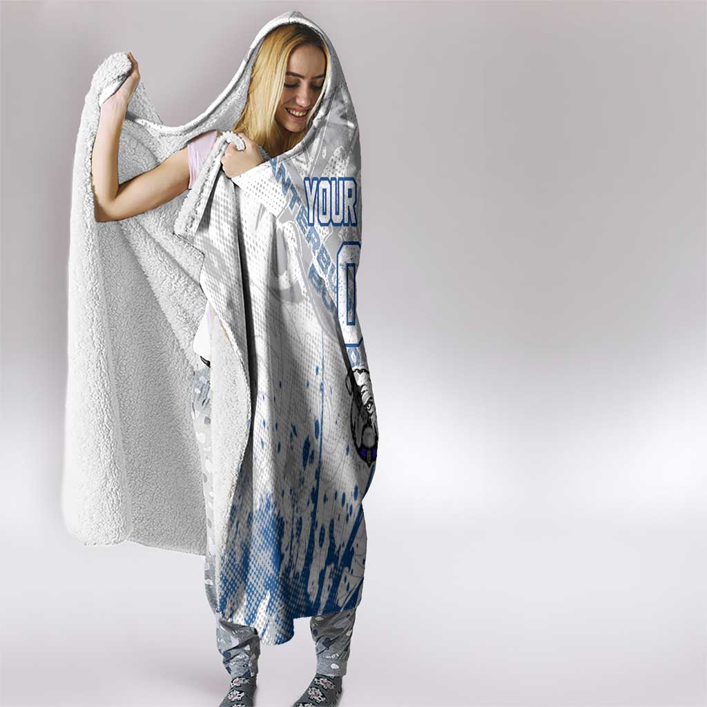 Personalized Canterbury-Bankstown Bulldogs Rugby Hooded Blanket Urban Street Graffiti Style - Distressed Splatter Elements