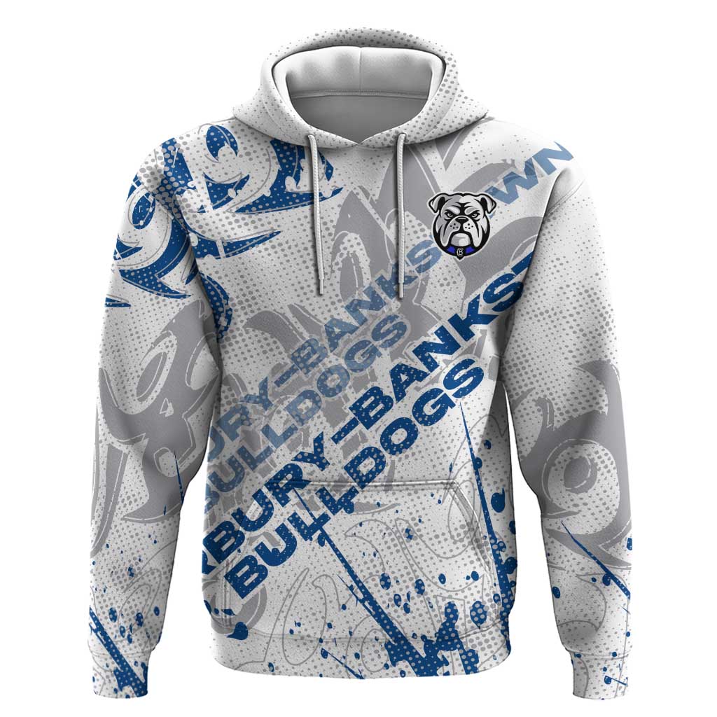 Personalized Canterbury-Bankstown Bulldogs Rugby Hoodie Urban Street Graffiti Style - Distressed Splatter Elements