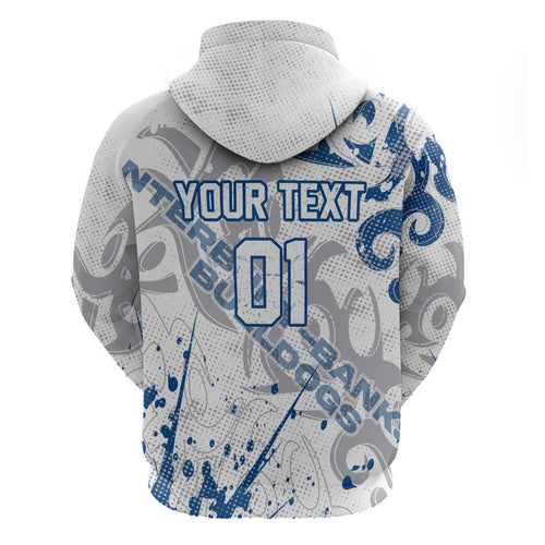 Personalized Canterbury-Bankstown Bulldogs Rugby Hoodie Urban Street Graffiti Style - Distressed Splatter Elements