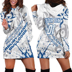 Personalized Canterbury-Bankstown Bulldogs Rugby Hoodie Dress Urban Street Graffiti Style - Distressed Splatter Elements