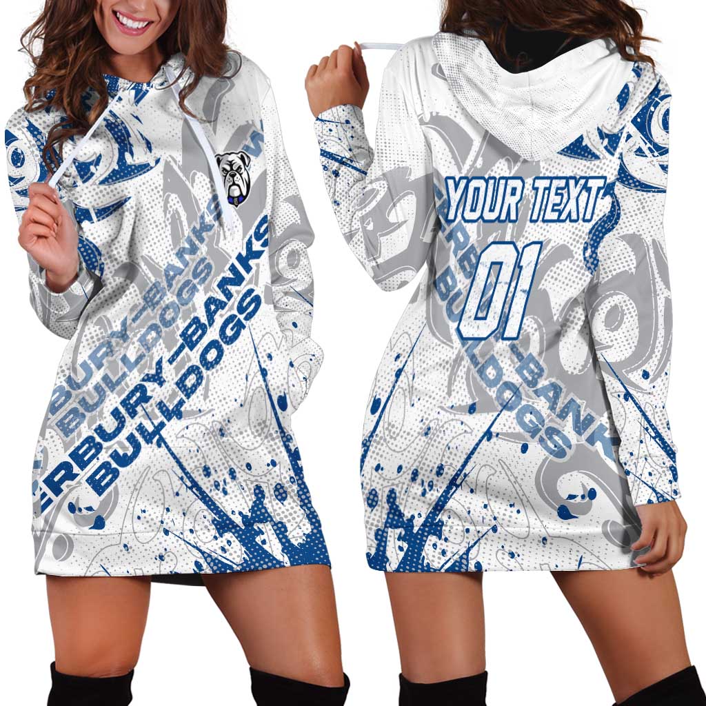 Personalized Canterbury-Bankstown Bulldogs Rugby Hoodie Dress Urban Street Graffiti Style - Distressed Splatter Elements