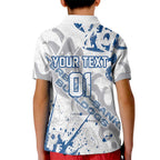 Personalized Canterbury-Bankstown Bulldogs Rugby Kid Polo Shirt Urban Street Graffiti Style - Distressed Splatter Elements