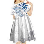 Personalized Canterbury-Bankstown Bulldogs Rugby Kid Short Sleeve Dress Urban Street Graffiti Style - Distressed Splatter Elements