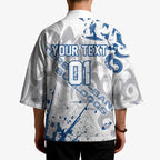 Personalized Canterbury-Bankstown Bulldogs Rugby Kimono Urban Street Graffiti Style - Distressed Splatter Elements