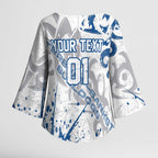 Personalized Canterbury-Bankstown Bulldogs Rugby Kimono Sleeve Blouse Urban Street Graffiti Style - Distressed Splatter Elements