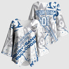 Personalized Canterbury-Bankstown Bulldogs Rugby Kimono Sleeve Blouse Urban Street Graffiti Style - Distressed Splatter Elements