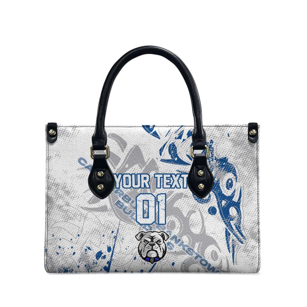 Personalized Canterbury-Bankstown Bulldogs Rugby Leather Bag Urban Street Graffiti Style - Distressed Splatter Elements