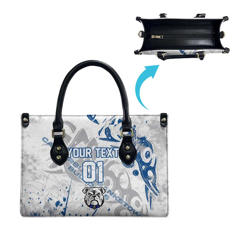 Personalized Canterbury-Bankstown Bulldogs Rugby Leather Bag Urban Street Graffiti Style - Distressed Splatter Elements
