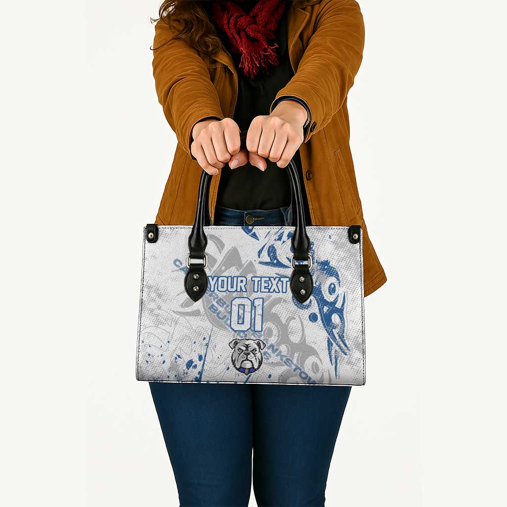 Personalized Canterbury-Bankstown Bulldogs Rugby Leather Bag Urban Street Graffiti Style - Distressed Splatter Elements