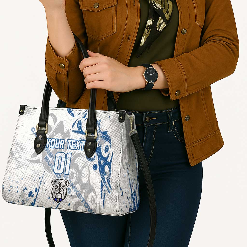 Personalized Canterbury-Bankstown Bulldogs Rugby Leather Bag Urban Street Graffiti Style - Distressed Splatter Elements