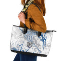 Personalized Canterbury-Bankstown Bulldogs Rugby Leather Tote Bag Urban Street Graffiti Style - Distressed Splatter Elements
