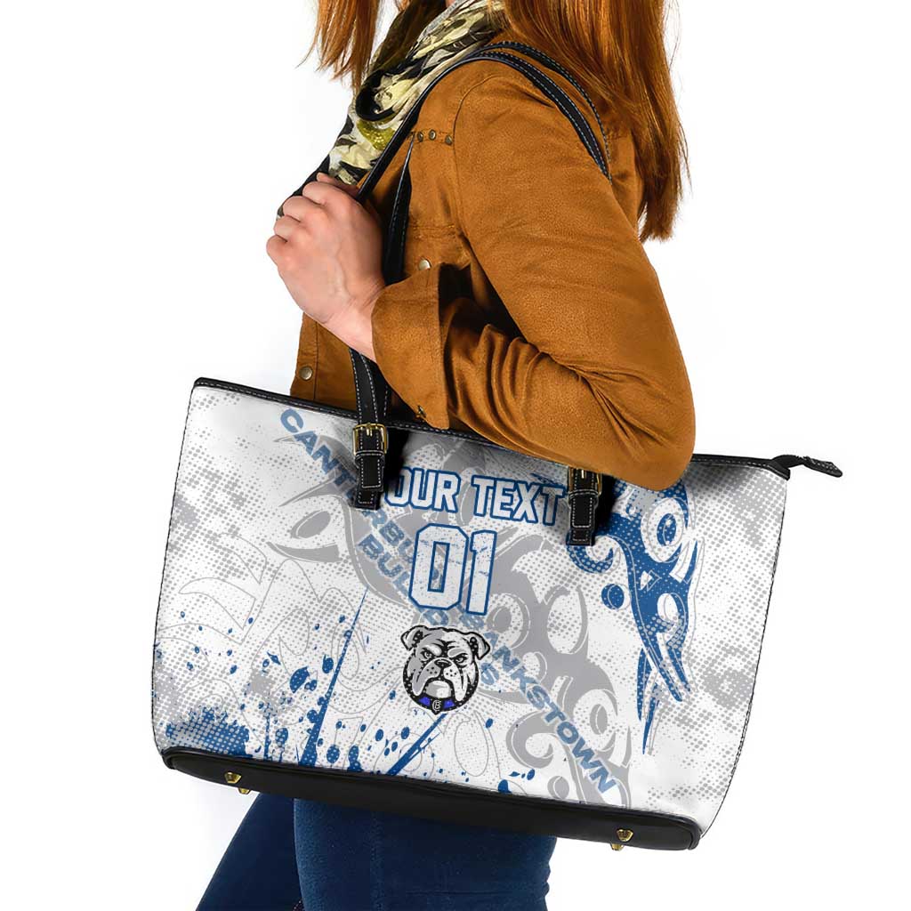 Personalized Canterbury-Bankstown Bulldogs Rugby Leather Tote Bag Urban Street Graffiti Style - Distressed Splatter Elements