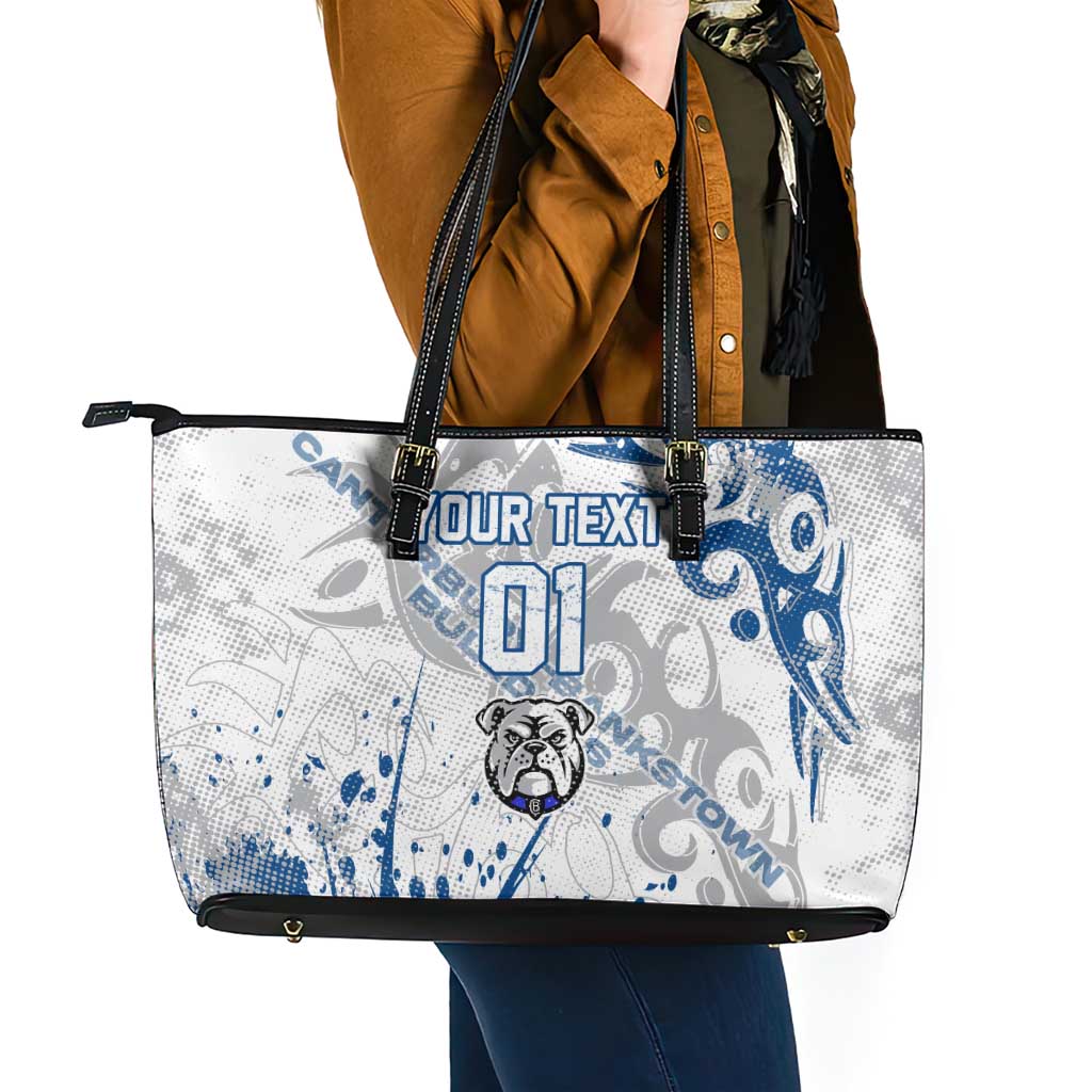 Personalized Canterbury-Bankstown Bulldogs Rugby Leather Tote Bag Urban Street Graffiti Style - Distressed Splatter Elements