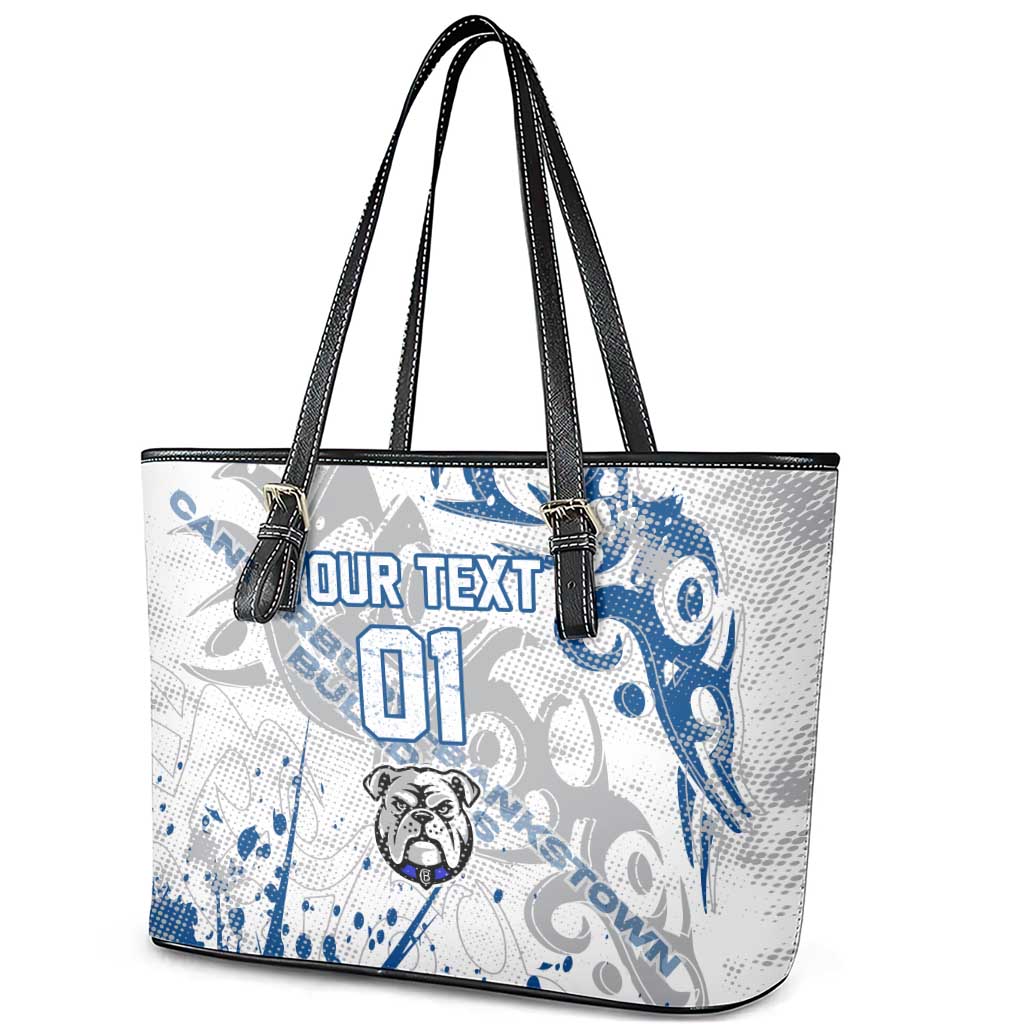 Personalized Canterbury-Bankstown Bulldogs Rugby Leather Tote Bag Urban Street Graffiti Style - Distressed Splatter Elements