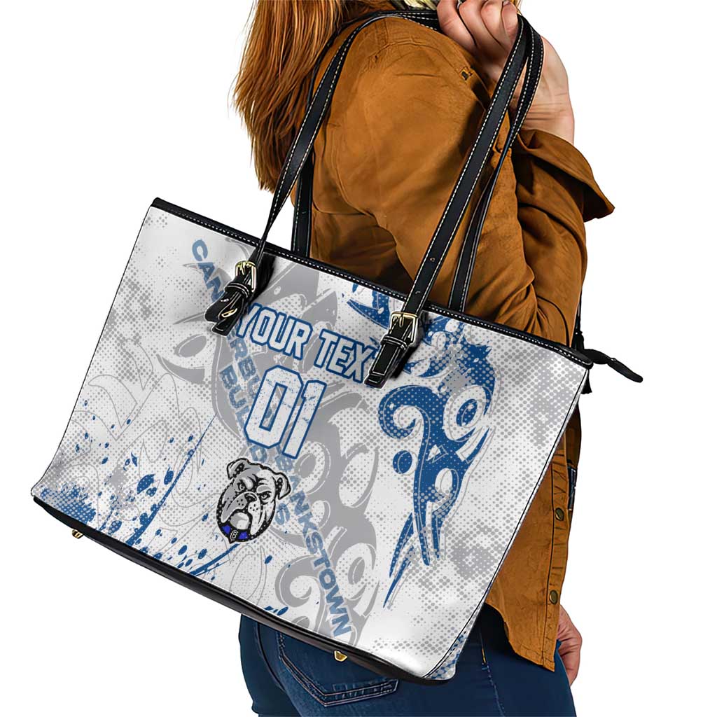 Personalized Canterbury-Bankstown Bulldogs Rugby Leather Tote Bag Urban Street Graffiti Style - Distressed Splatter Elements