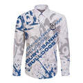 Personalized Canterbury-Bankstown Bulldogs Rugby Long Sleeve Button Shirt Urban Street Graffiti Style - Distressed Splatter Elements