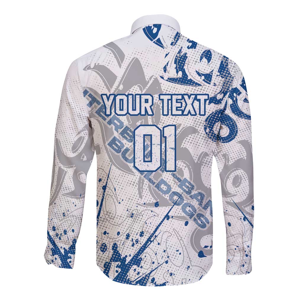 Personalized Canterbury-Bankstown Bulldogs Rugby Long Sleeve Button Shirt Urban Street Graffiti Style - Distressed Splatter Elements