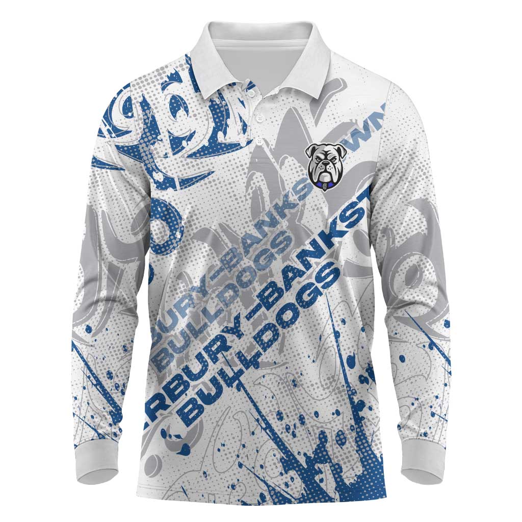 Personalized Canterbury-Bankstown Bulldogs Rugby Long Sleeve Polo Shirt Urban Street Graffiti Style - Distressed Splatter Elements