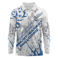 Personalized Canterbury-Bankstown Bulldogs Rugby Long Sleeve Polo Shirt Urban Street Graffiti Style - Distressed Splatter Elements