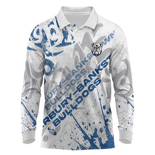 Personalized Canterbury-Bankstown Bulldogs Rugby Long Sleeve Polo Shirt Urban Street Graffiti Style - Distressed Splatter Elements