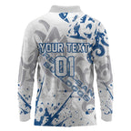 Personalized Canterbury-Bankstown Bulldogs Rugby Long Sleeve Polo Shirt Urban Street Graffiti Style - Distressed Splatter Elements