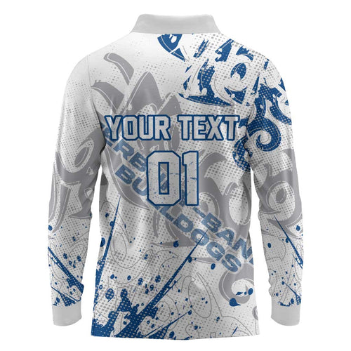 Personalized Canterbury-Bankstown Bulldogs Rugby Long Sleeve Polo Shirt Urban Street Graffiti Style - Distressed Splatter Elements