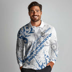 Personalized Canterbury-Bankstown Bulldogs Rugby Long Sleeve Polo Shirt Urban Street Graffiti Style - Distressed Splatter Elements