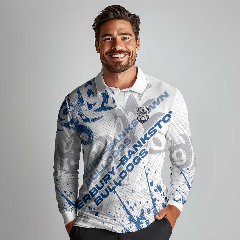 Personalized Canterbury-Bankstown Bulldogs Rugby Long Sleeve Polo Shirt Urban Street Graffiti Style - Distressed Splatter Elements