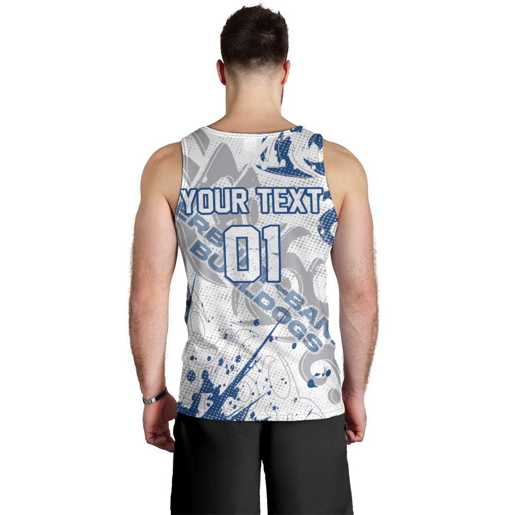 Personalized Canterbury-Bankstown Bulldogs Rugby Men Tank Top Urban Street Graffiti Style - Distressed Splatter Elements