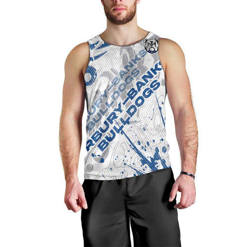 Personalized Canterbury-Bankstown Bulldogs Rugby Men Tank Top Urban Street Graffiti Style - Distressed Splatter Elements