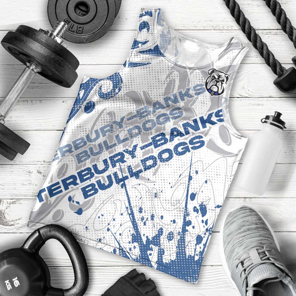 Personalized Canterbury-Bankstown Bulldogs Rugby Men Tank Top Urban Street Graffiti Style - Distressed Splatter Elements