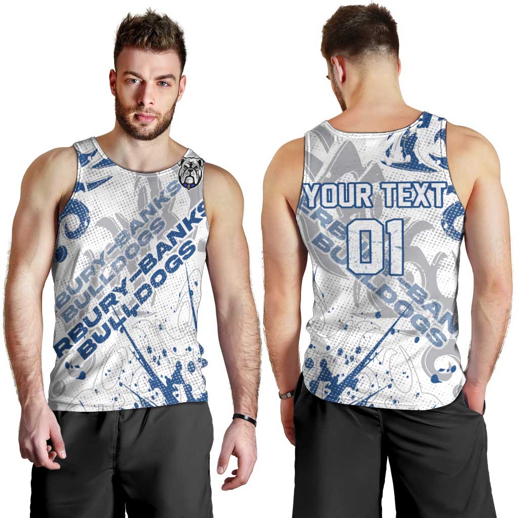 Personalized Canterbury-Bankstown Bulldogs Rugby Men Tank Top Urban Street Graffiti Style - Distressed Splatter Elements