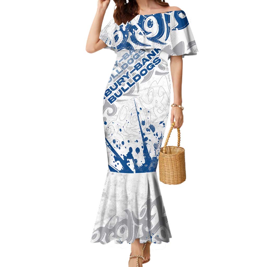 Personalized Canterbury-Bankstown Bulldogs Rugby Mermaid Dress Urban Street Graffiti Style - Distressed Splatter Elements