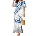 Personalized Canterbury-Bankstown Bulldogs Rugby Mermaid Dress Urban Street Graffiti Style - Distressed Splatter Elements
