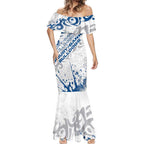 Personalized Canterbury-Bankstown Bulldogs Rugby Mermaid Dress Urban Street Graffiti Style - Distressed Splatter Elements