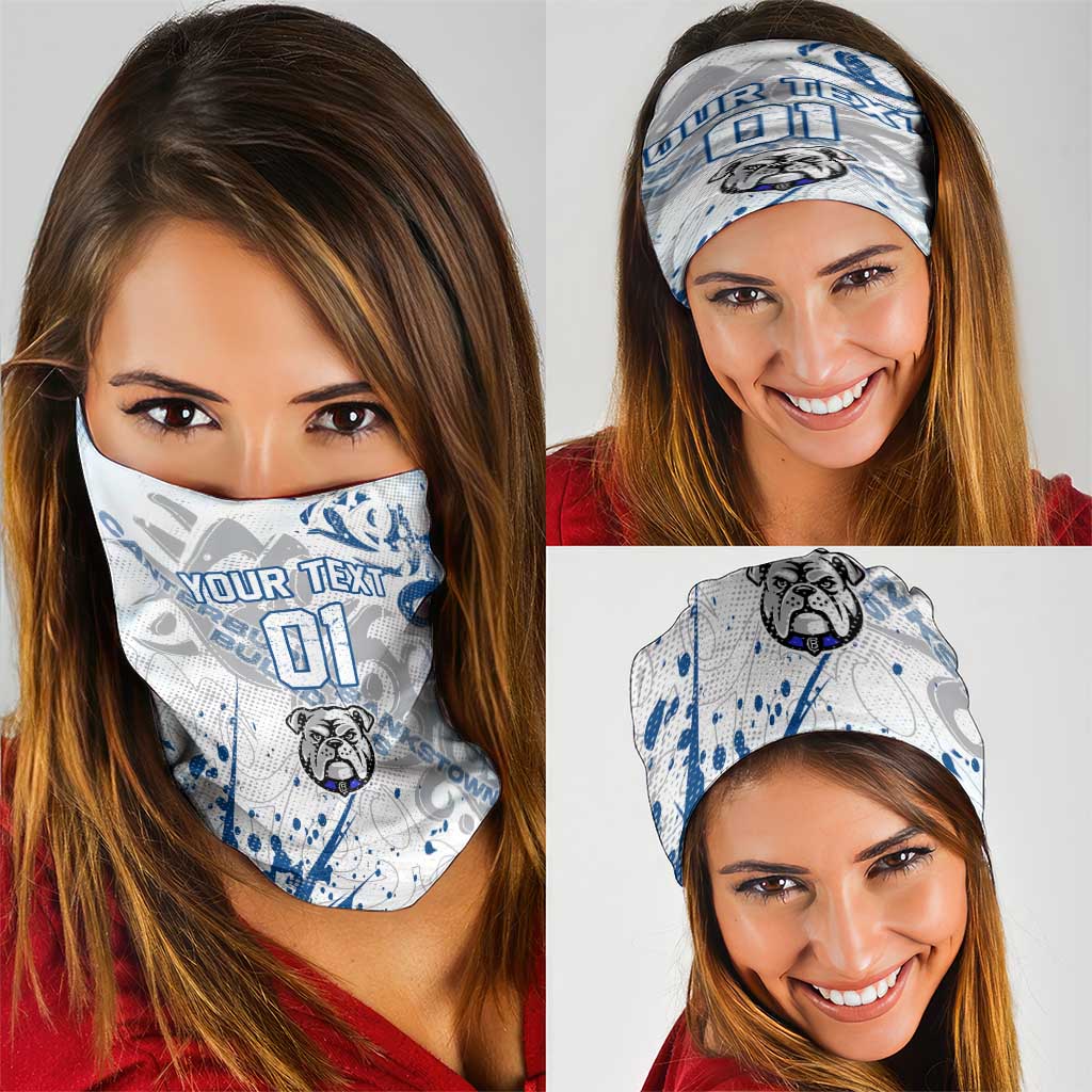 Personalized Canterbury-Bankstown Bulldogs Rugby Neck Gaiter Urban Street Graffiti Style - Distressed Splatter Elements