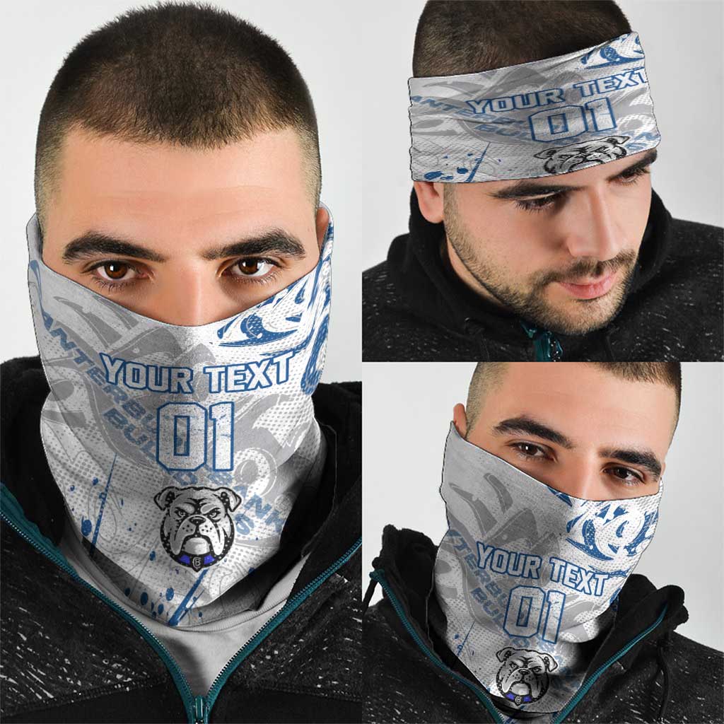 Personalized Canterbury-Bankstown Bulldogs Rugby Neck Gaiter Urban Street Graffiti Style - Distressed Splatter Elements