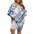 Personalized Canterbury-Bankstown Bulldogs Rugby Off Shoulder Short Dress Urban Street Graffiti Style - Distressed Splatter Elements