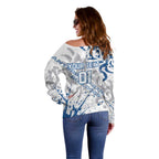 Personalized Canterbury-Bankstown Bulldogs Rugby Off Shoulder Sweater Urban Street Graffiti Style - Distressed Splatter Elements