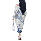 Personalized Canterbury-Bankstown Bulldogs Rugby Off The Shoulder Long Sleeve Dress Urban Street Graffiti Style - Distressed Splatter Elements