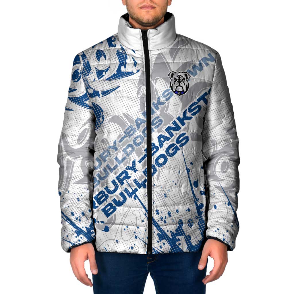 Personalized Canterbury-Bankstown Bulldogs Rugby Padded Jacket Urban Street Graffiti Style - Distressed Splatter Elements
